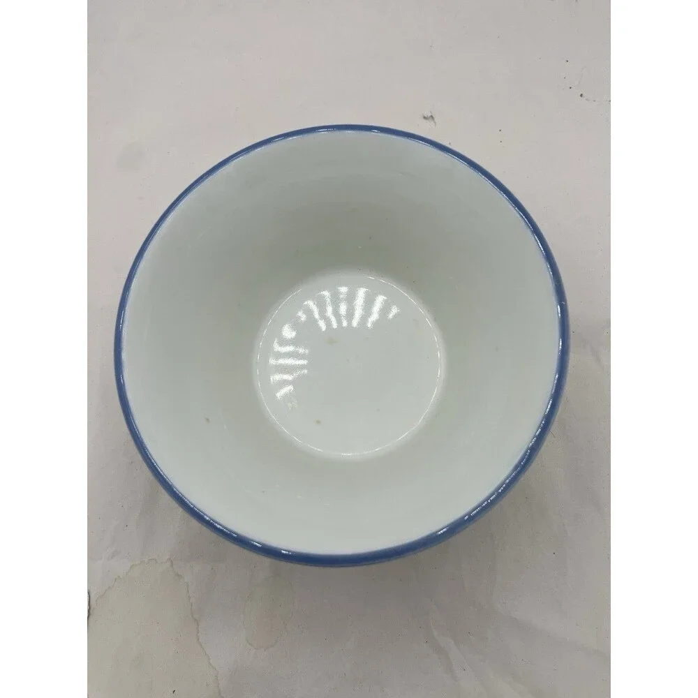 Vintage Chinese Famille Jaune Porcelain Bowl 6.25 Hand Painted Lotus Yellow Grnd